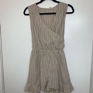 Striped Cream Tie Back Romper